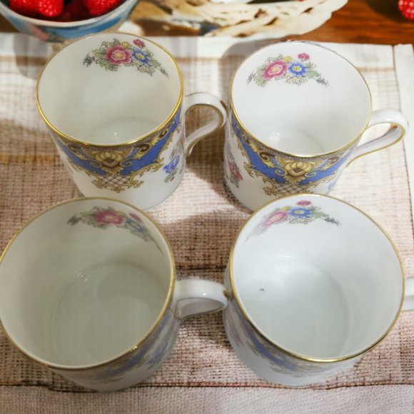 Shelley Bone China Espresso Cup & Saucer Flat Demi Set Sheraton Blue England - Picture 10 of 16